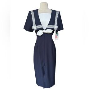 Deadstock 1970s‎ ejm, Made in USA, Sailor Themed Poly Knit Dress